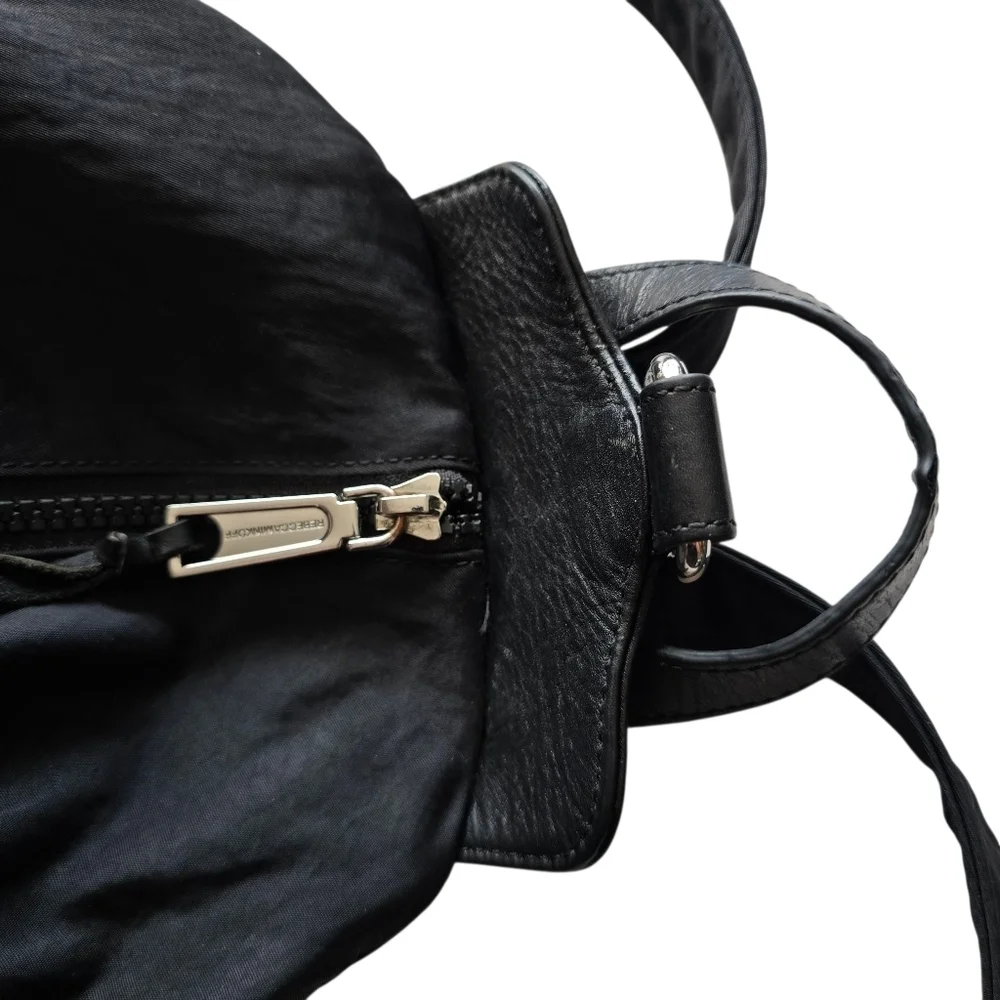 🌻Rebecca Minkoff Julian Nylon Backpack Bag, Washed Black, Clasps Zips
